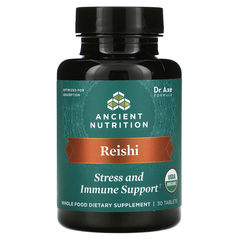 Ancient Nutrition, Рейши, поддержка стресса и иммунитета, 30 таблеток