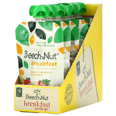 Beech-Nut, завтрак, для детей от 12 месяцев, йогурт с бананом и клубникой, 12 паучей по 99 г (3,5 унции)
