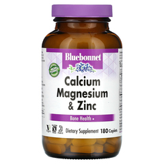 Bluebonnet Nutrition, кальций, магний и цинк, 180 капсул