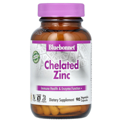 Bluebonnet Nutrition, цинк в хелатной форме, 90 растительных капсул