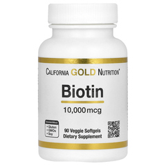 California Gold Nutrition, биотин, 10 000 мкг, 90 вегетарианских капсул