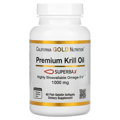 California Gold Nutrition, масло криля премиального качества с Superba2, 1000 мг, 60 капсул из рыбьего желатина