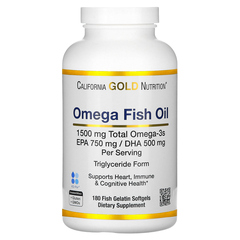 California Gold Nutrition, норвежский рыбий жир с омега-3, натуральный лимонный вкус, 180 капсул
