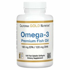 California Gold Nutrition, омега-3, рыбий жир премиального качества, 100 капсул из рыбьего желатина