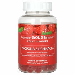 California Gold Nutrition, жевательная добавка с прополисом и эхинацеей, натуральный малиновый вкус, 90 вегетарианских жевательных таблеток