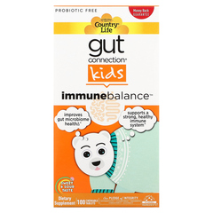 Country Life, Gut Connection, Immune Balance, для детей, средство для укрепления иммунитета, кисло-сладкий вкус, 100 жевательных таблеток