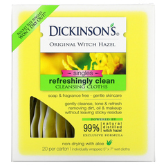 Dickinson Brands, оригинальный гамамелис, освежающие очищающие салфетки, 20 индивидуально упакованных влажных салфеток