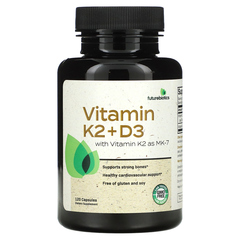 Futurebiotics, витамины K2 + D3 с витамином K2 в виде MK-7, 120 капсул