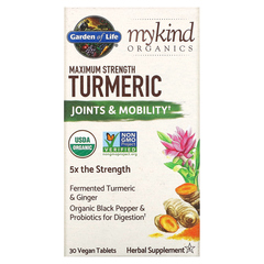 Garden of Life, MyKind Organics, куркума максимальной эффективности, для суставов и подвижности, 30 веганских таблеток