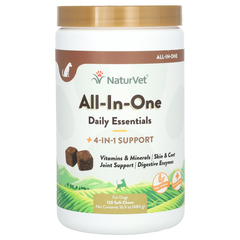 NaturVet, All-In-One Daily Essentials, добавка 4 в 1, для поддержки собак, 120 жевательных таблеток, 480 г (16,9 унции)