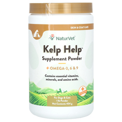 NaturVet, Kelp Help, добавка в порошке с омега-3, 6 и 9, для собак и кошек, 454 г (1 фунт)
