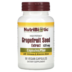 NutriBiotic, Высокоэффективный экстракт семян грейпфрута, с эхинацеей и Artemisia annua, 125 мг, 90 веганских капсул