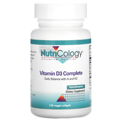 Nutricology, Комплекс с витамином D3, 120 растительных капсул