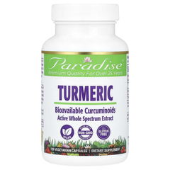 Paradise Herbs, куркума, 120 вегетарианских капсул