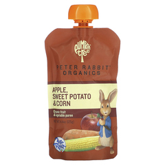 Pumpkin Tree Organics, Peter Rabbit Organics, органическое фруктовое и овощное пюре, яблоко, батат и кукуруза, 125 г (4,4 унции)