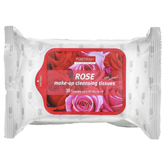 Purederm, Make-Up Cleansing Tissues, роза, 30 салфеток