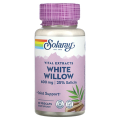 Solaray, Vital Extracts, белая ива, 600 мг, 60 растительных капсул