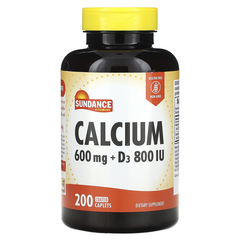 Sundance Vitamins, кальций с витамином D3, 200 капсул, покрытых оболочкой