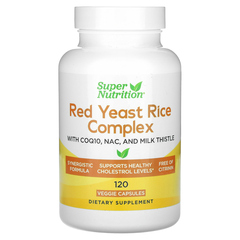 Super Nutrition, комплекс с красным ферментированным рисом, 120 растительных капсул