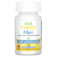 Super Nutrition, SimplyOne, мультивитамины и полезные травы для мужчин, вкус лесных ягод, 30 жевательных таблеток