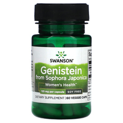 Swanson, Genistein from Sophora japonica, без сои, 125 мг, 60 растительных капсул