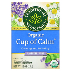 Traditional Medicinals, Organic Cup of Calm, лаванда и мята, без кофеина, 16 чайных пакетиков в упаковке, 24 г (0,85 унции)
