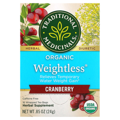 Traditional Medicinals, Organic Weightless, клюква, без кофеина, 16 чайных пакетиков, 24 г (0,85 унции)