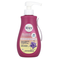 Veet, гель-крем для депиляции, для чувствительных волос, алоэ и фиалки, свежий запах, 400 мл (13,5 жидк. унции)