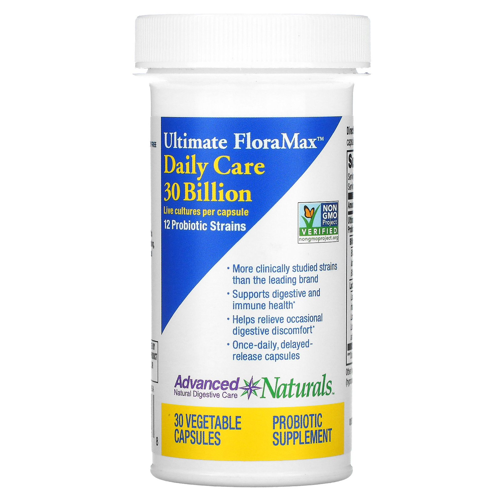 Advanced Naturals, Ultimate FloraMax, ежедневный уход, 30 млрд, 30 растительных капсул