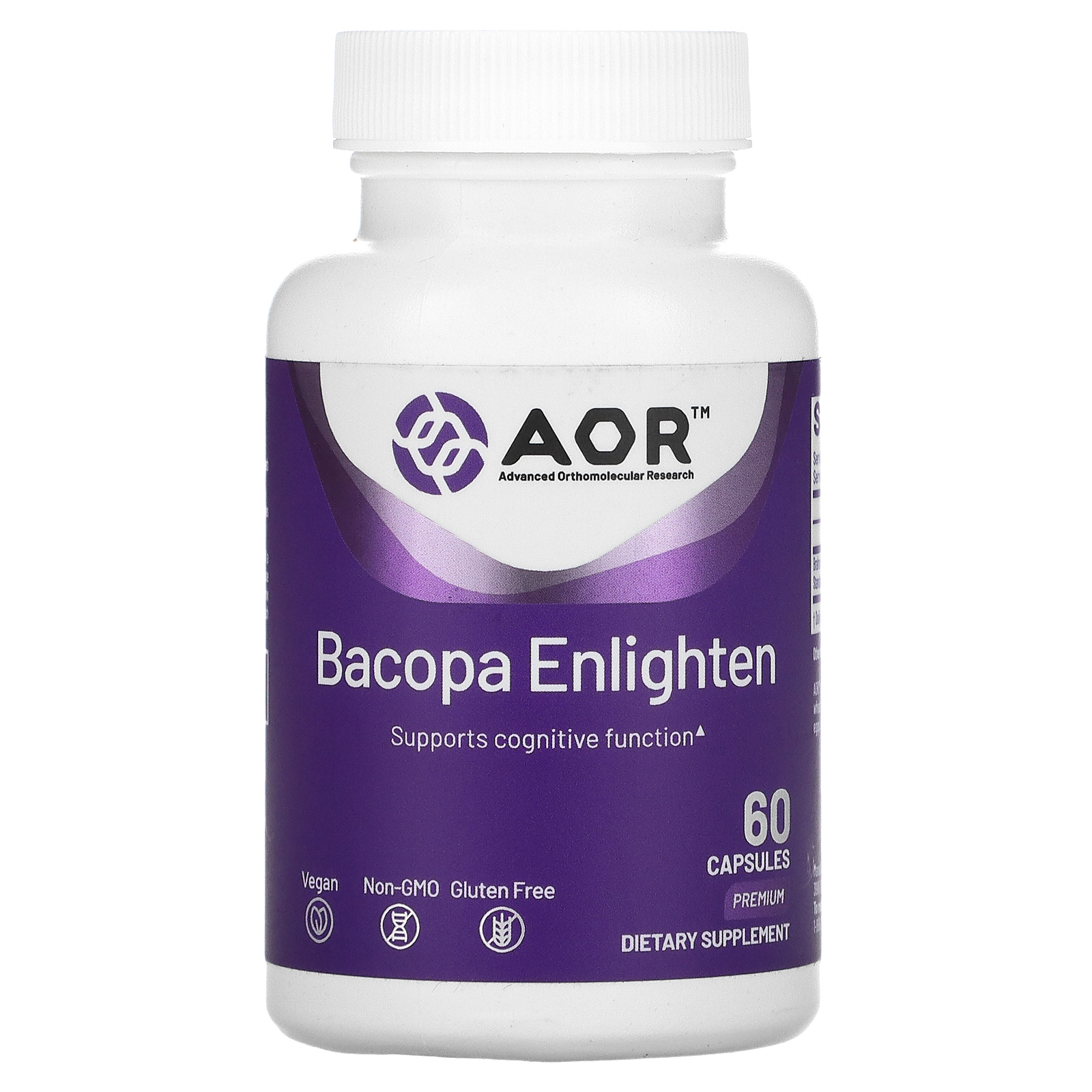 Advanced Orthomolecular Research AOR, Сияние бакопы, 60 вегетарианских капсул