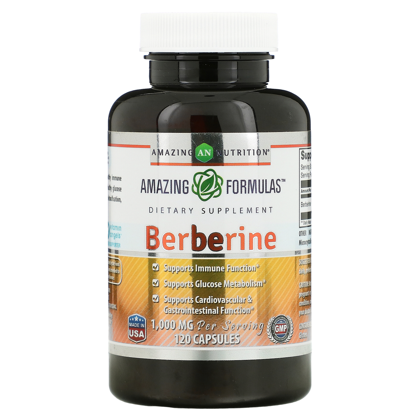 Amazing Nutrition, берберин, 1000 мг, 120 капсул (500 мг в 1 капсуле)