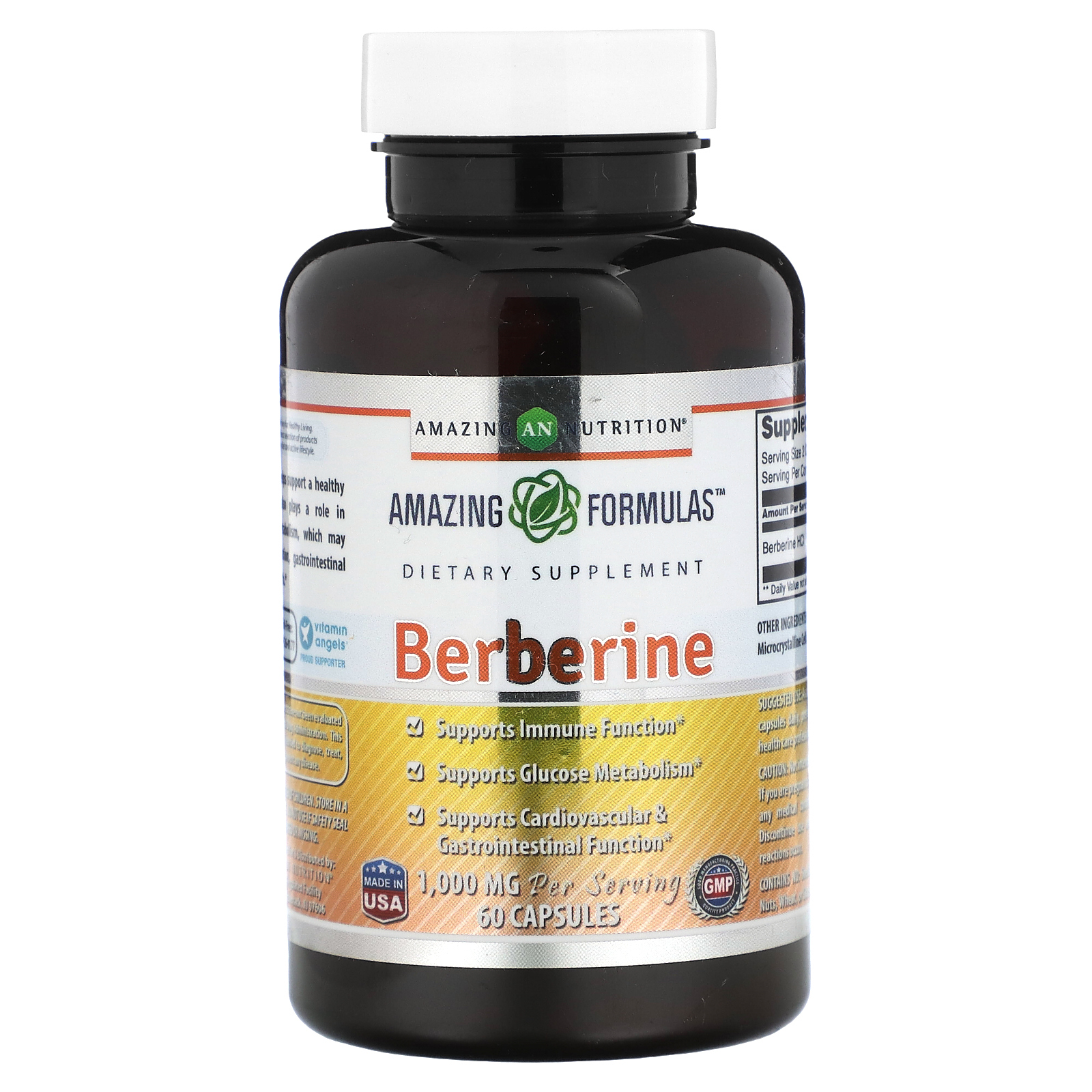 Amazing Nutrition, берберин, 1000 мг, 60 капсул (500 мг в 1 капсуле)