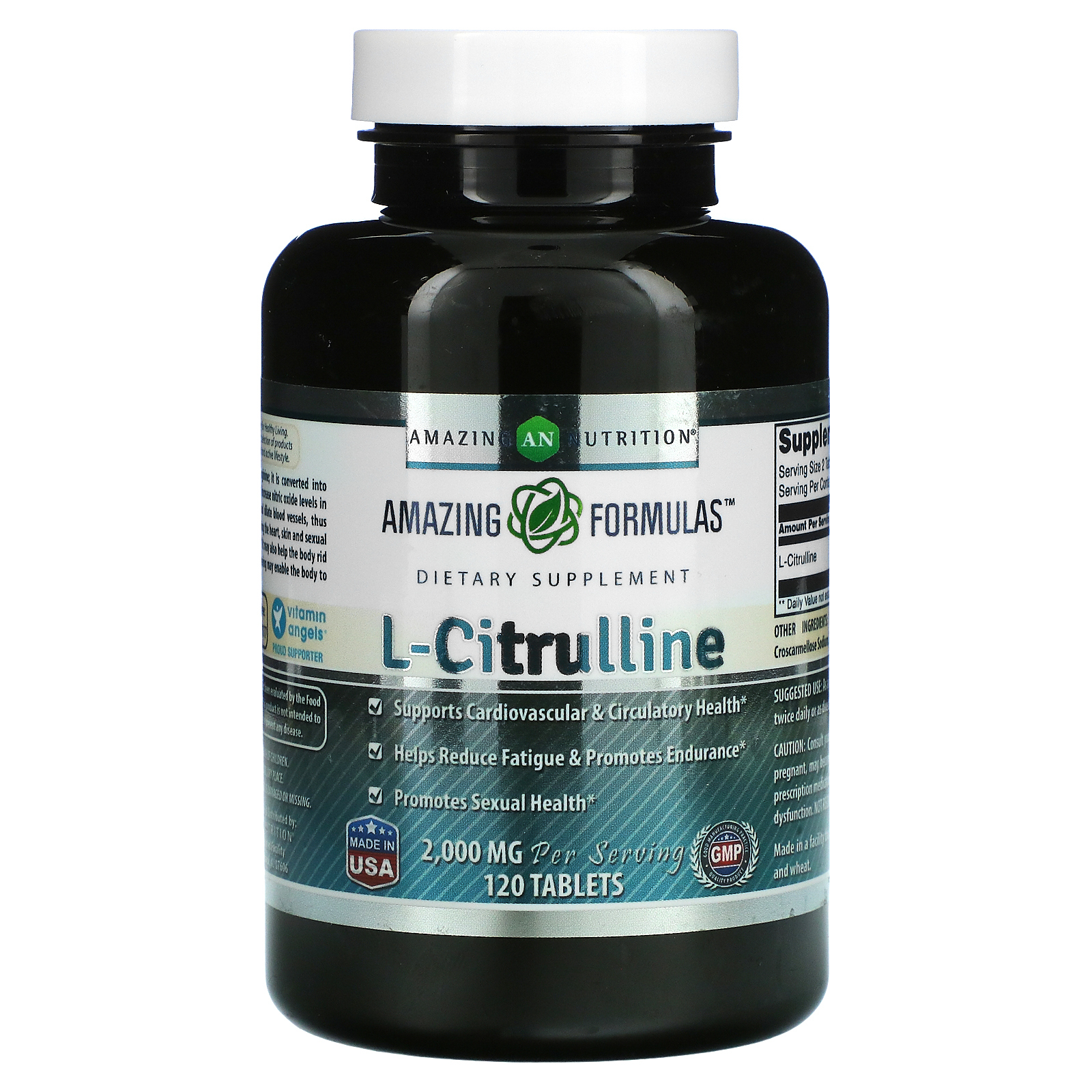 Amazing Nutrition, L-цитруллин, 2000 мг, 120 таблеток (1000 мг в 1 таблетке)
