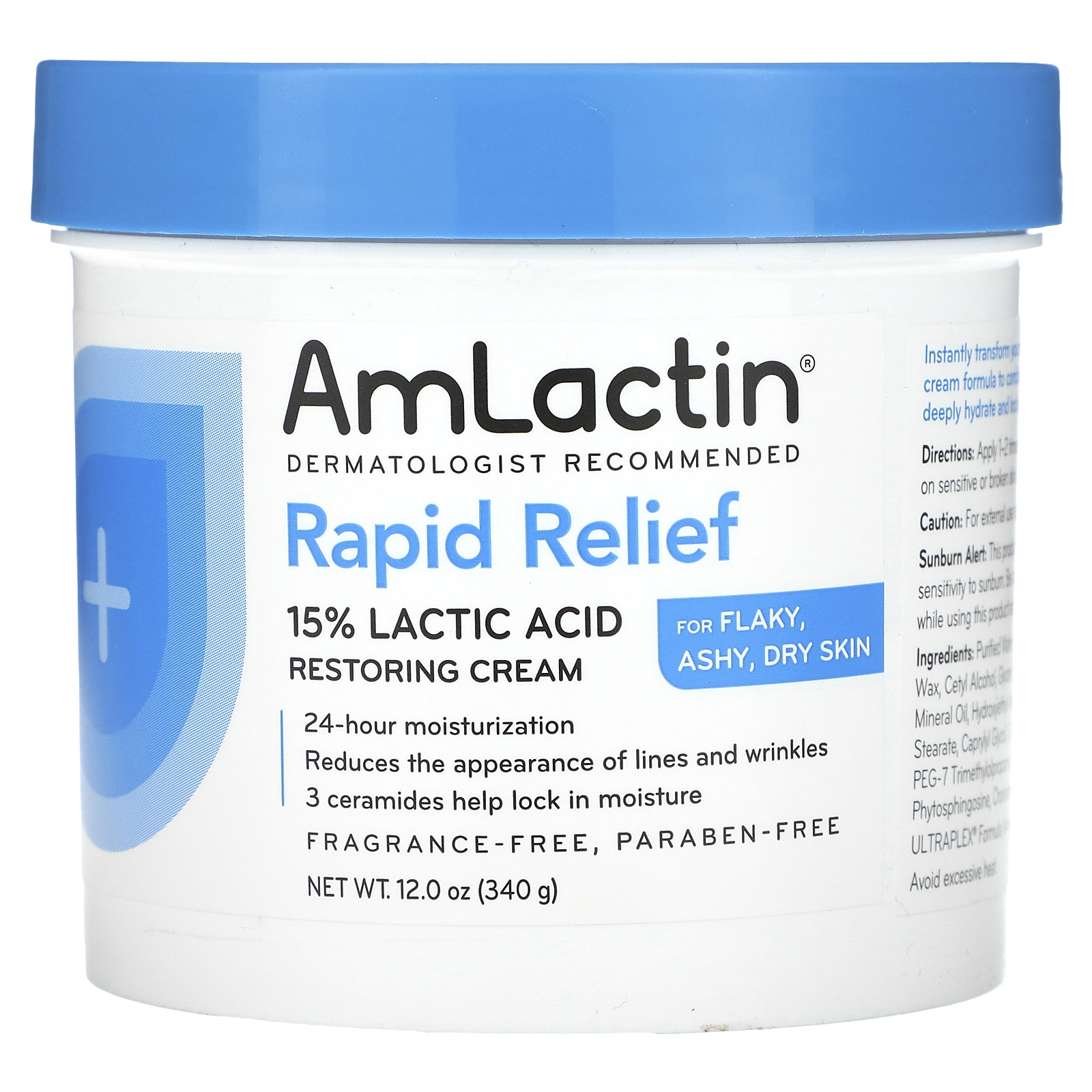 AmLactin, Rapid Relief, восстанавливающий лосьон с 15% молочной кислотой, без отдушки, 340 г (12 унций)