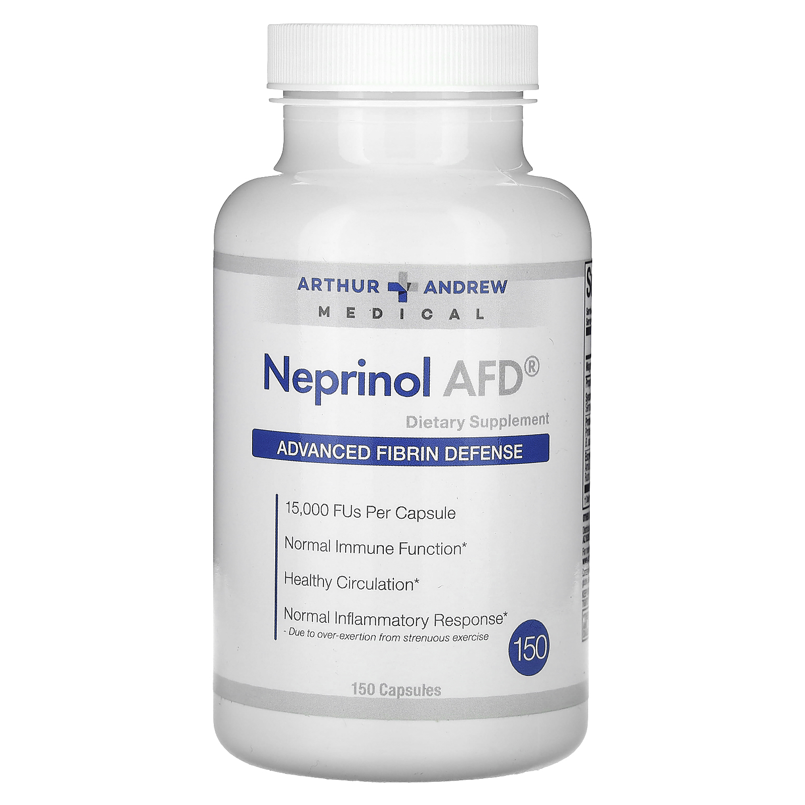Arthur Andrew Medical, Neprinol AFD, усовершенствованное средство для защиты организма от вредного воздействия фибрина, 15 000 FU, 150 капсул