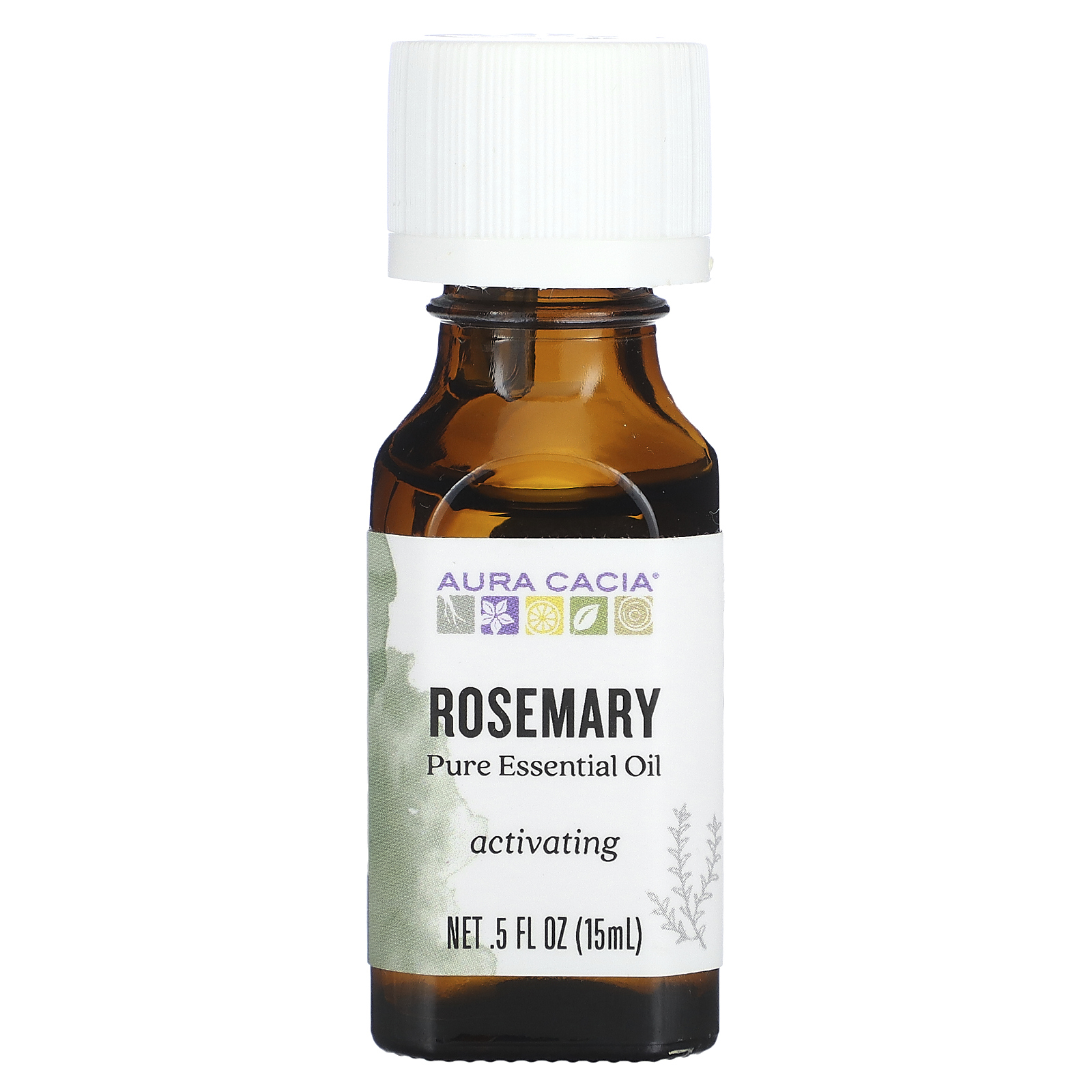 Aura Cacia, чистое эфирное масло, розмарин, 15 мл (0,5 жидк. унции)