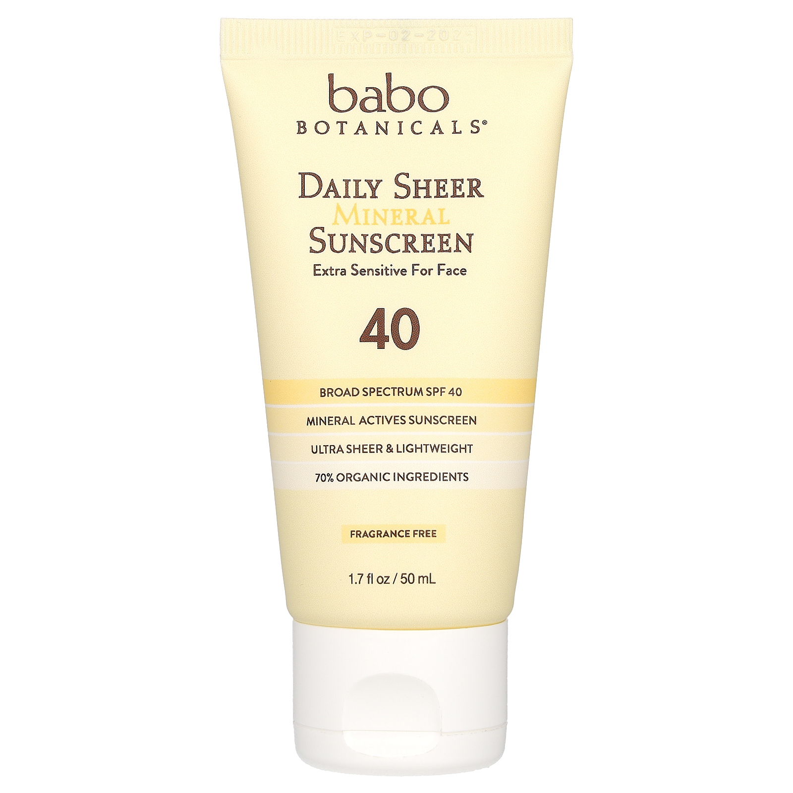 Babo Botanicals, прозрачное минеральное солнцезащитное средство для ежедневного применения, SPF 40, 1.7+, 50 мл (1,7 жидк. унции)