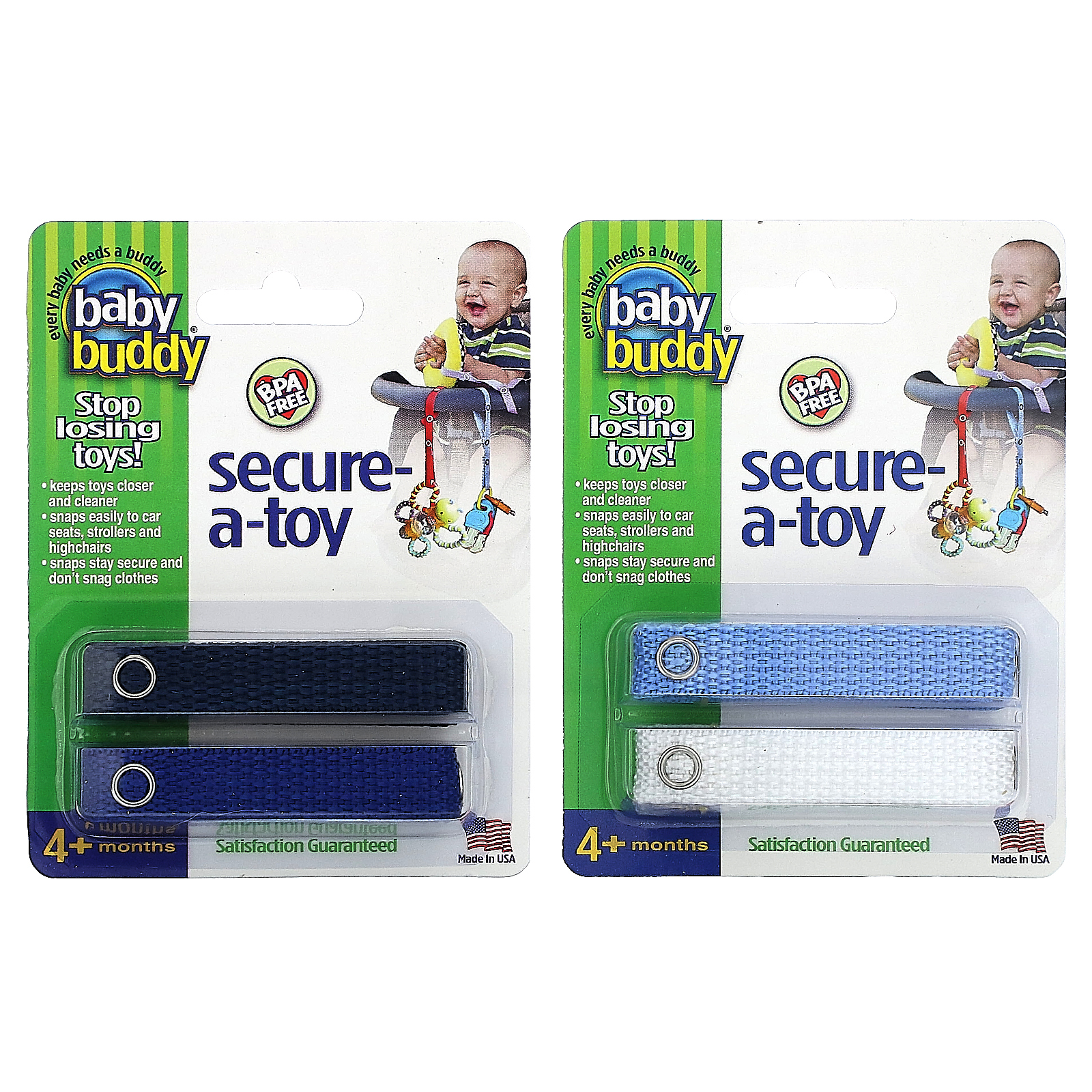 Baby Buddy, Secure-A-Toy, для детей от 4 месяцев, 4 ремешка