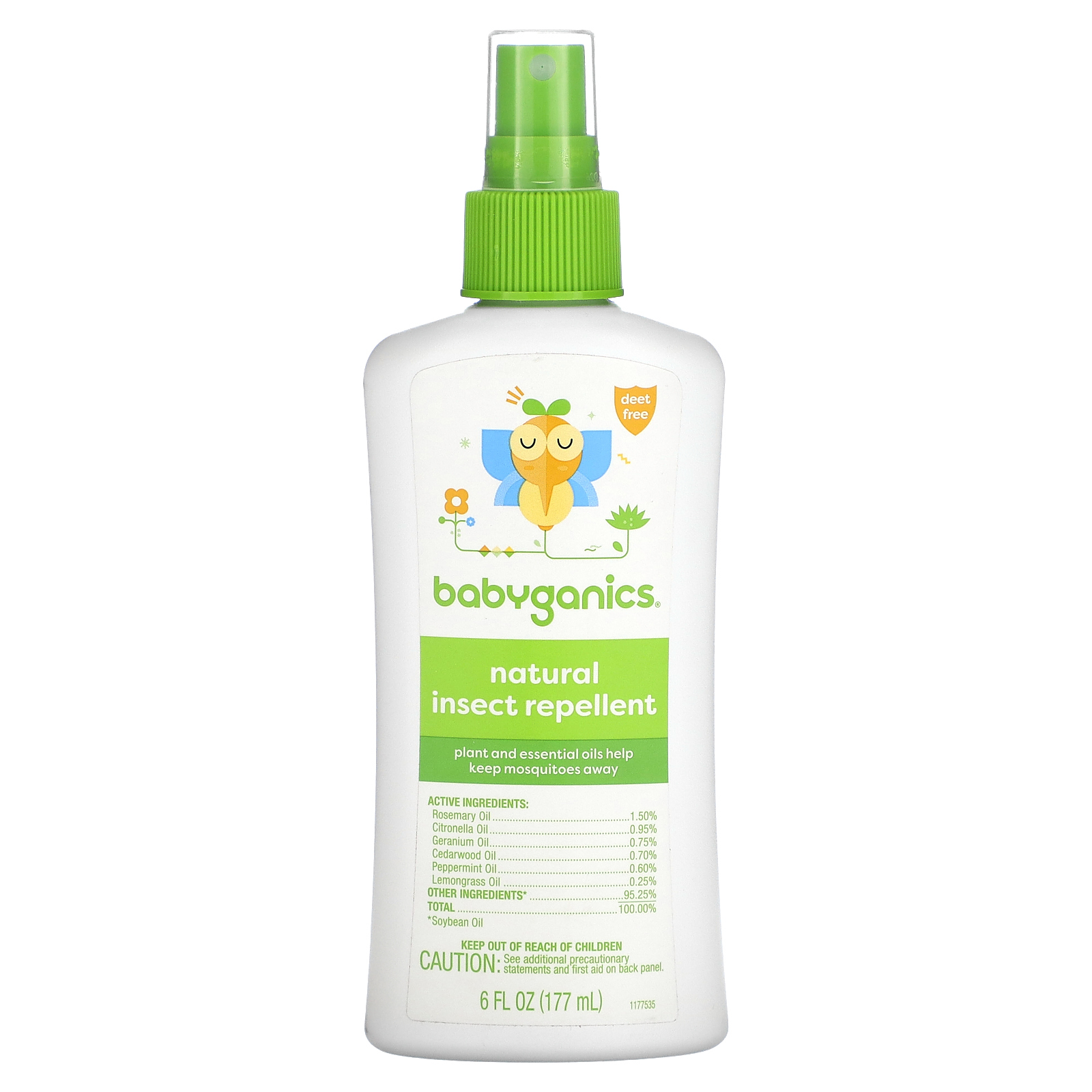 Babyganics, Натуральный репеллент от насекомых, 177 мл (6 жидк. Унций)