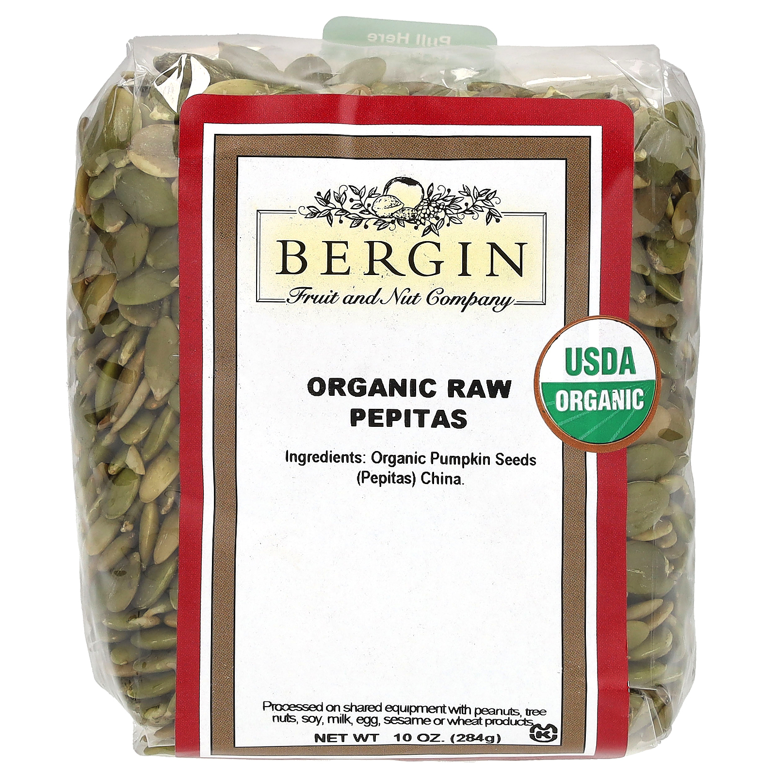 Bergin Fruit and Nut Company, Органические сырые тыквенные семечки, 284 г (10 унций)