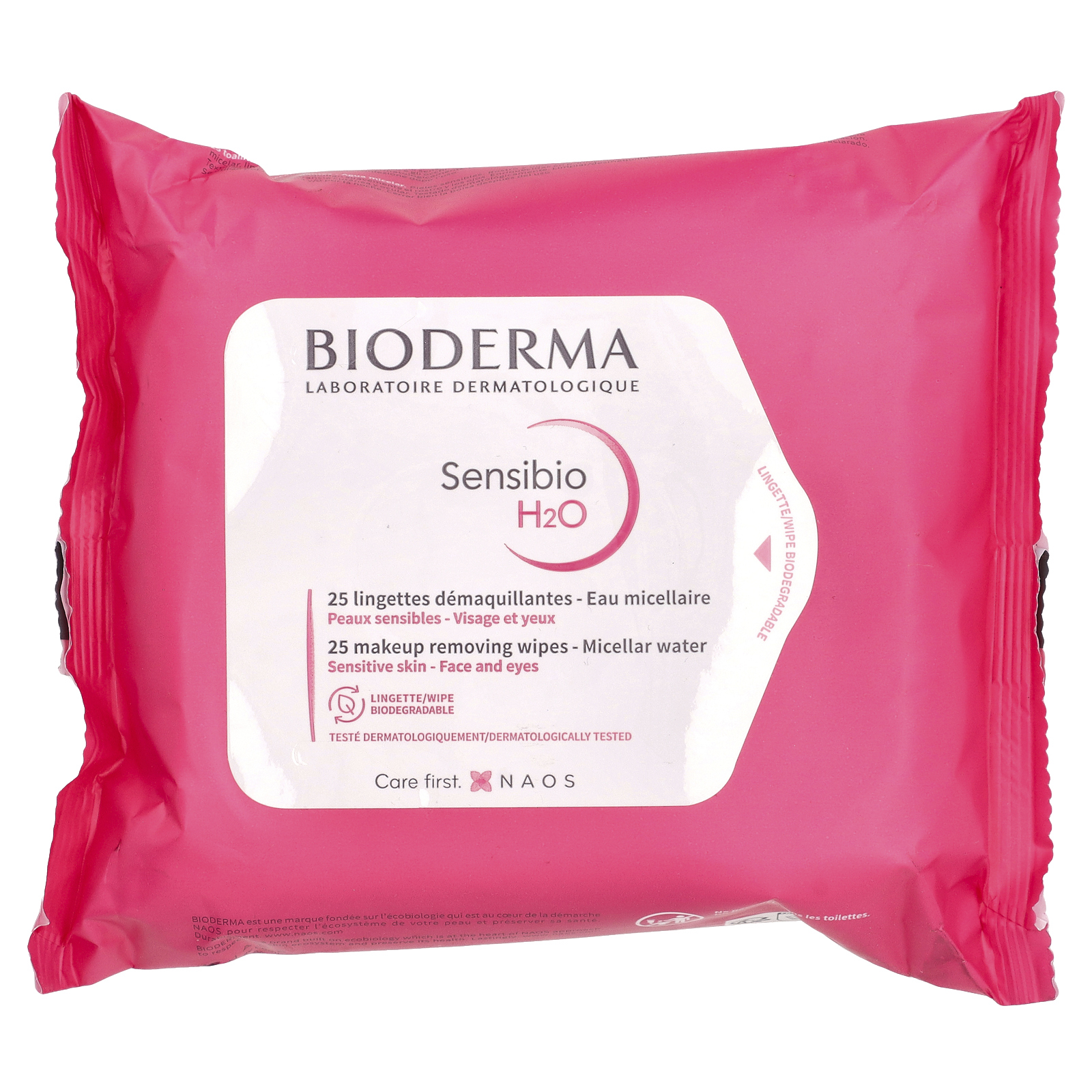 Bioderma, Sensibio, салфетки для снятия макияжа с мицеллярным раствором, 25 салфеток