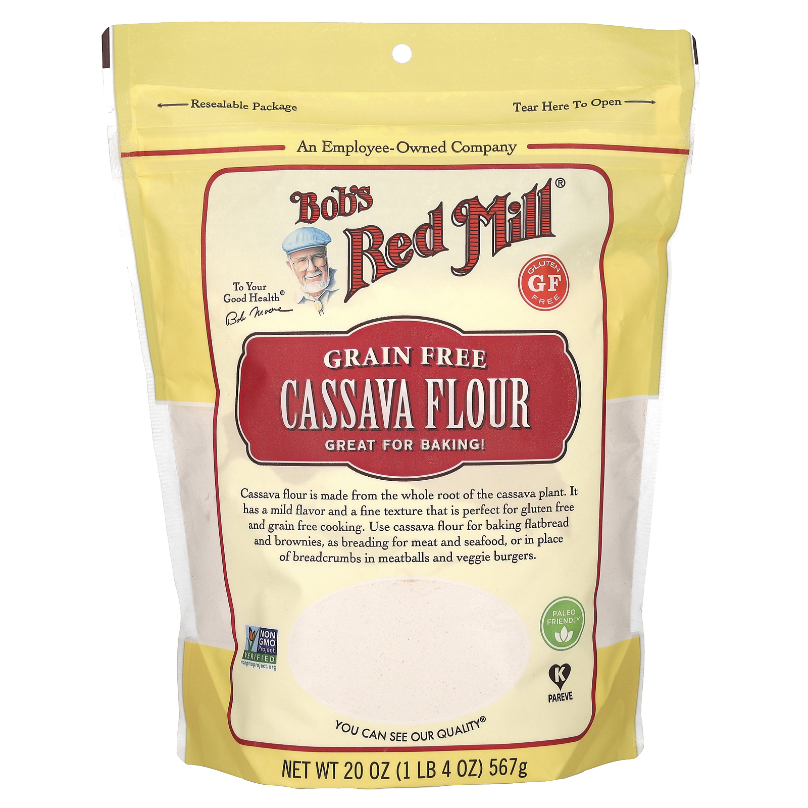 Bob's Red Mill, мука из кассавы, беззерновая, 567 г (20 унций)