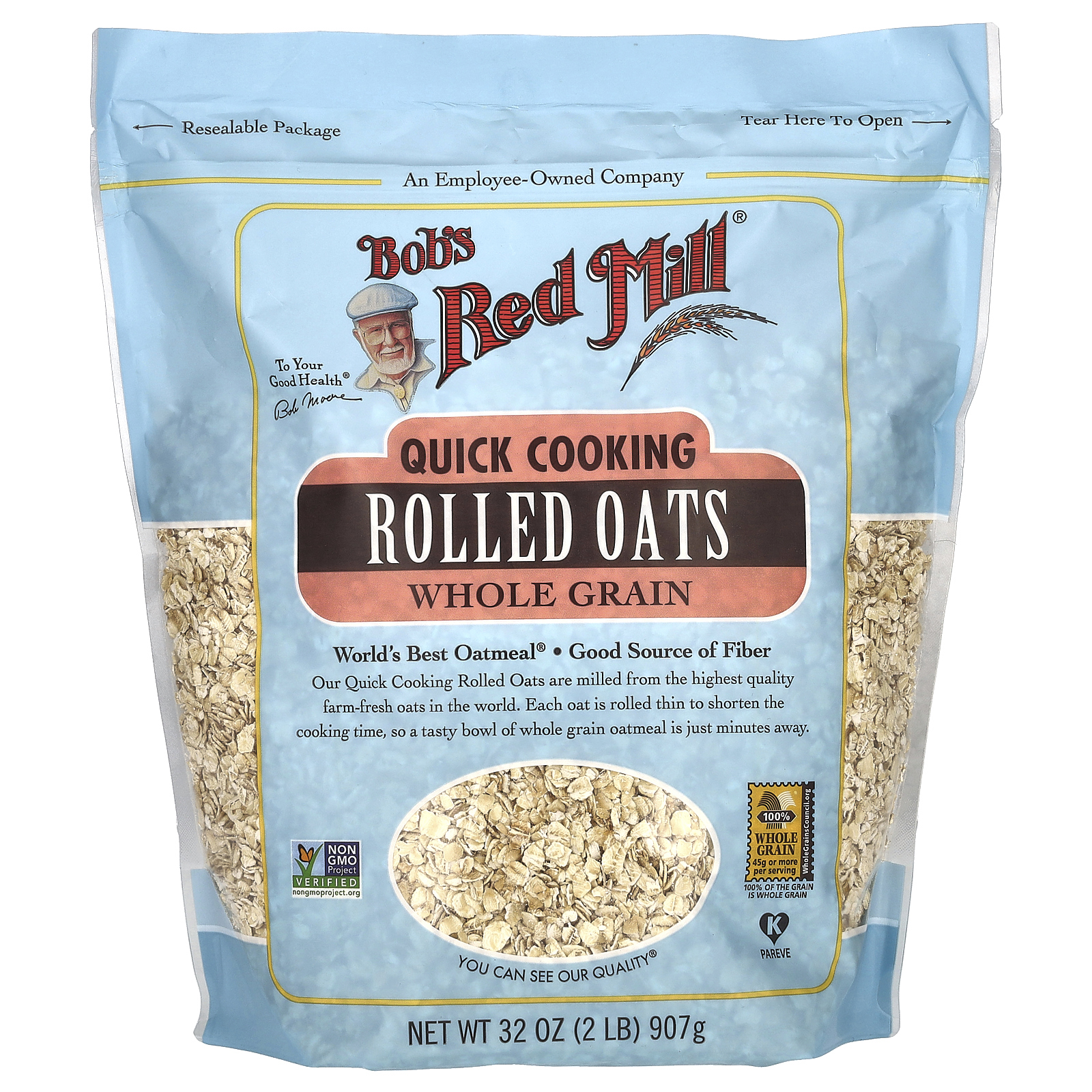 Bob's Red Mill, овсяные хлопья быстрого приготовления, цельнозерновые, 907 г (32 унции)
