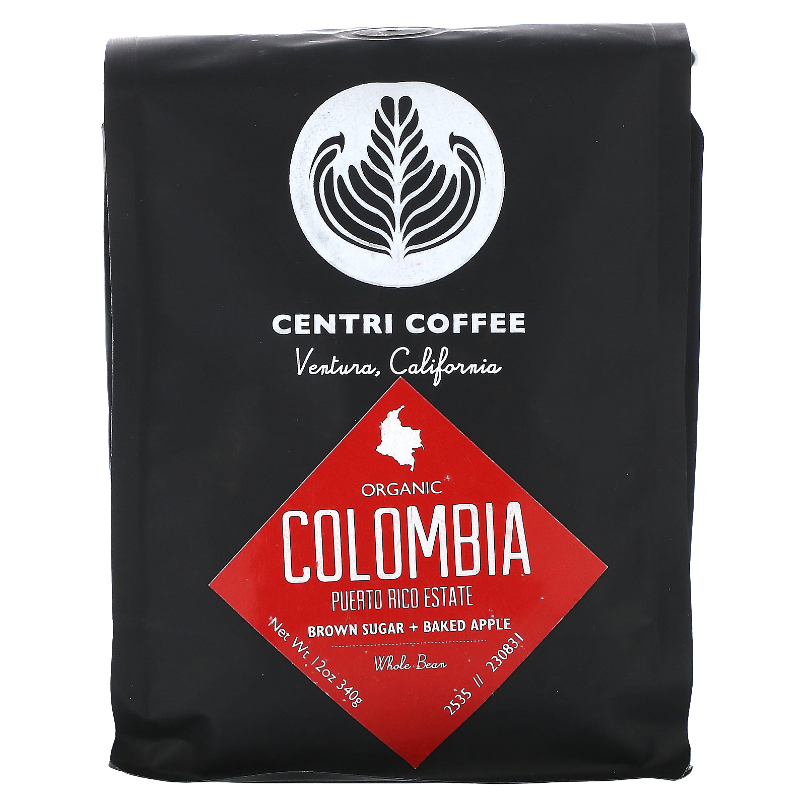 Cafe Altura, Centri Coffee, органическая Колумбия, коричневый сахар и запеченное яблоко, цельные бобы, 340 г (12 унций)