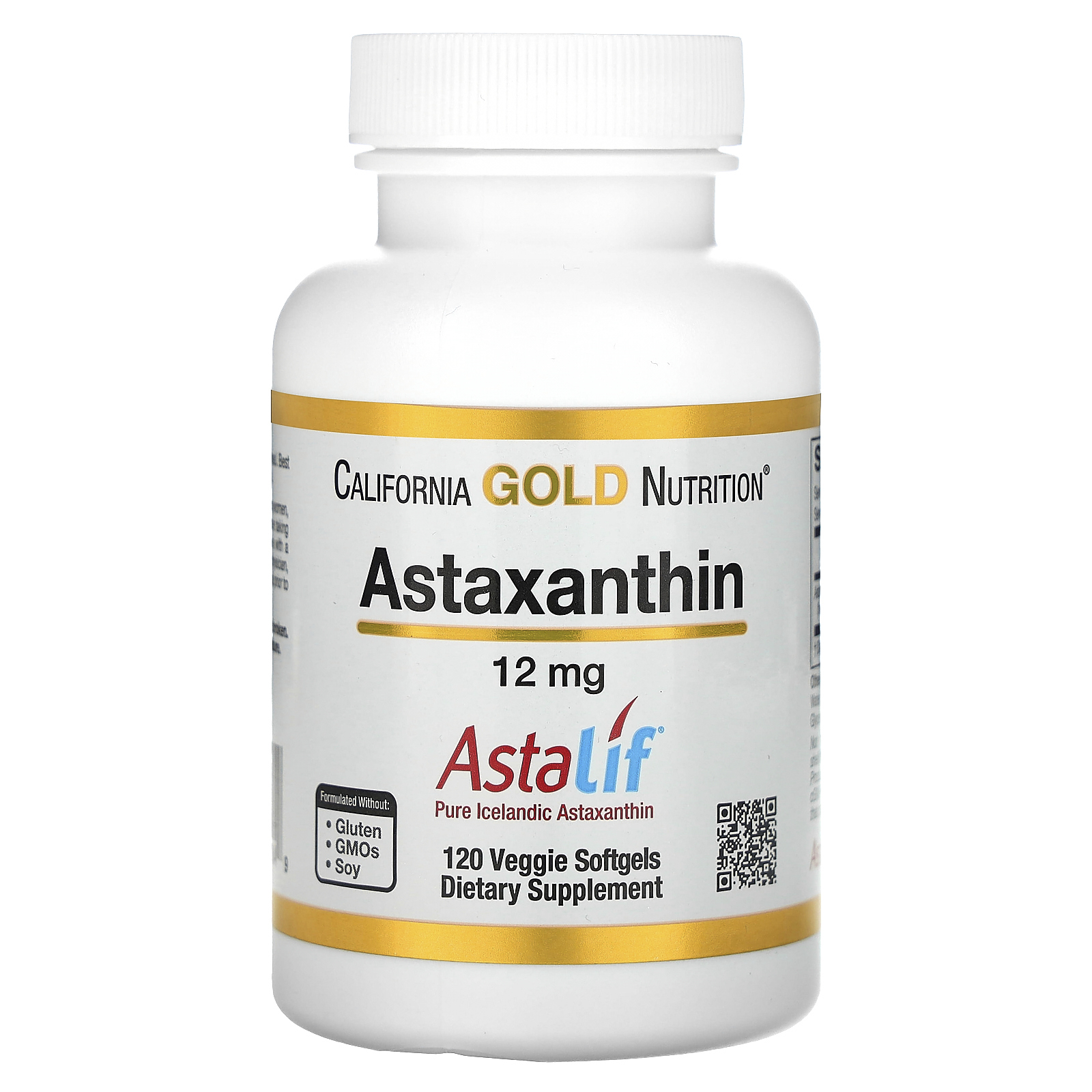 California Gold Nutrition, Astalif, чистый исландский астаксантин, 12 мг, 120 растительных капсул
