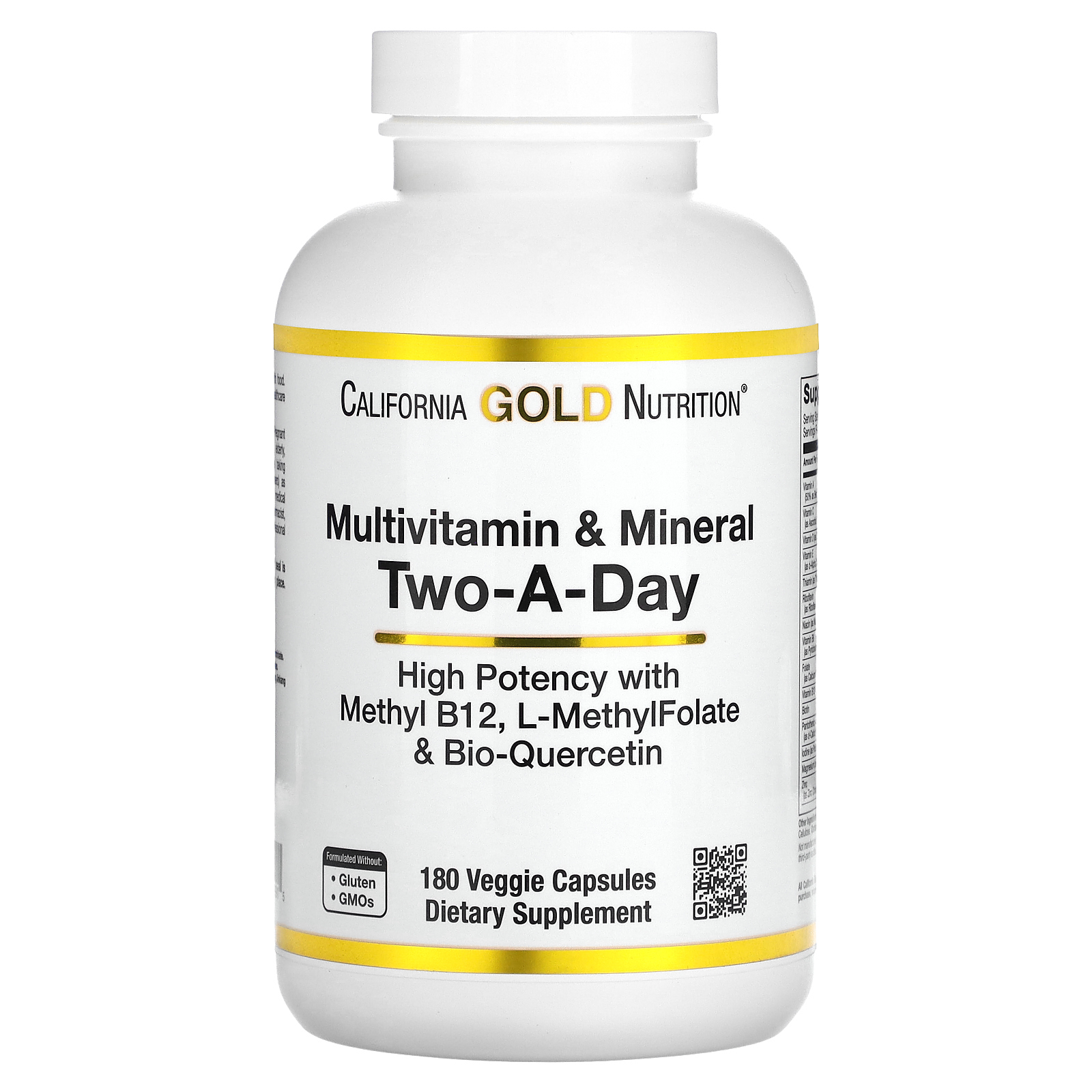California Gold Nutrition, мультивитамины и минералы, две капсулы в день, 180 растительных капсул