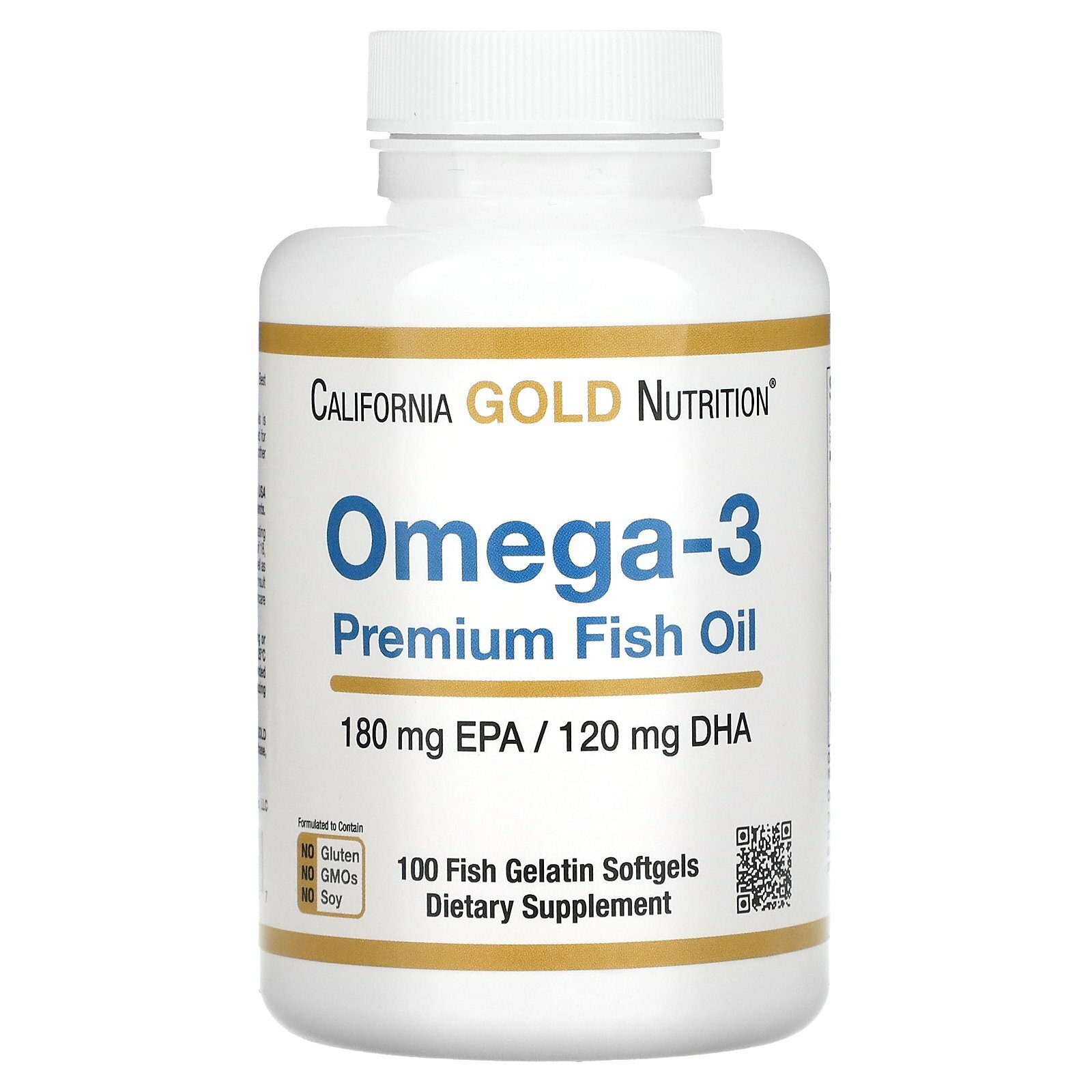 California Gold Nutrition, омега-3, рыбий жир премиального качества, 100 капсул из рыбьего желатина