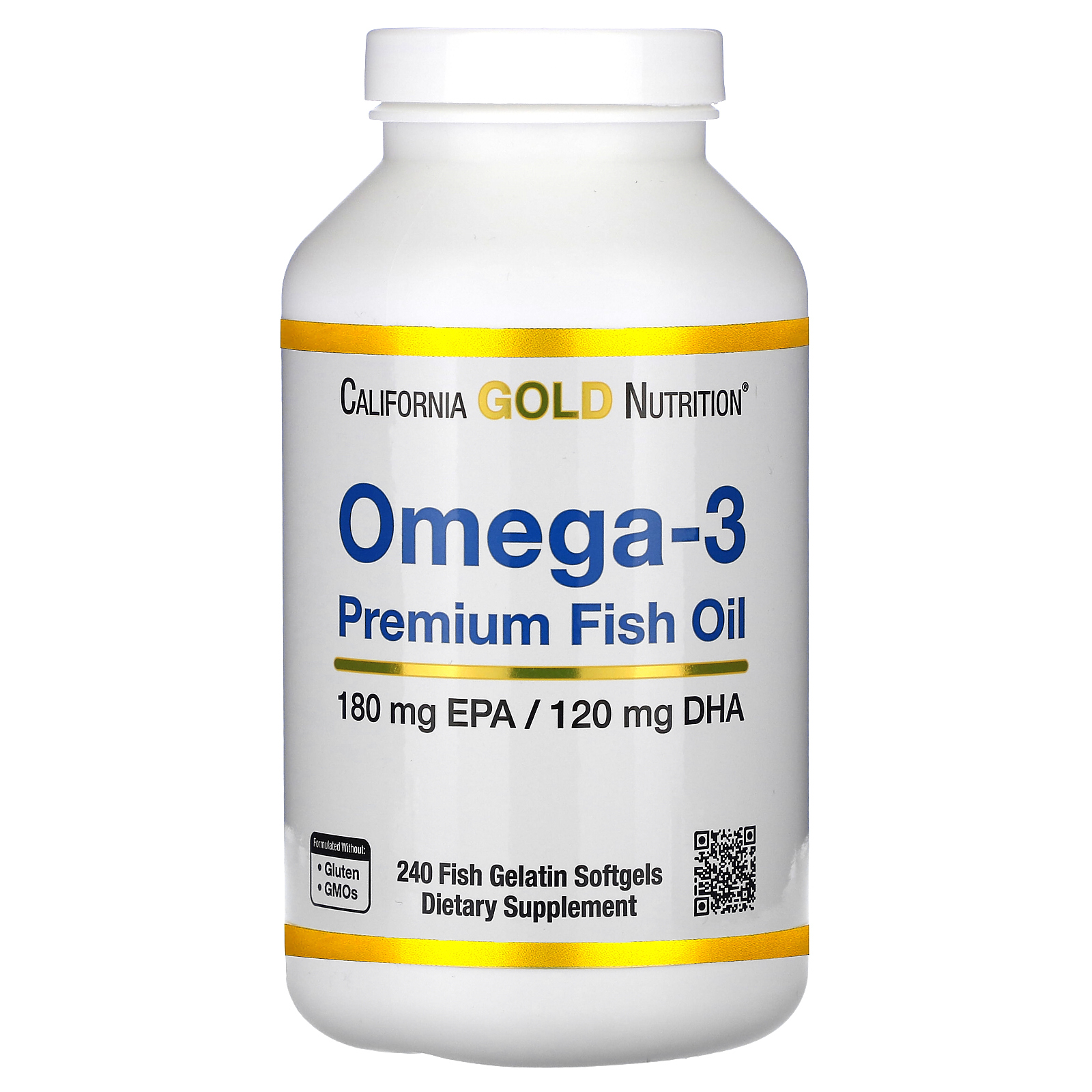 California Gold Nutrition, омега-3, рыбий жир премиального качества, 240 капсул из рыбьего желатина