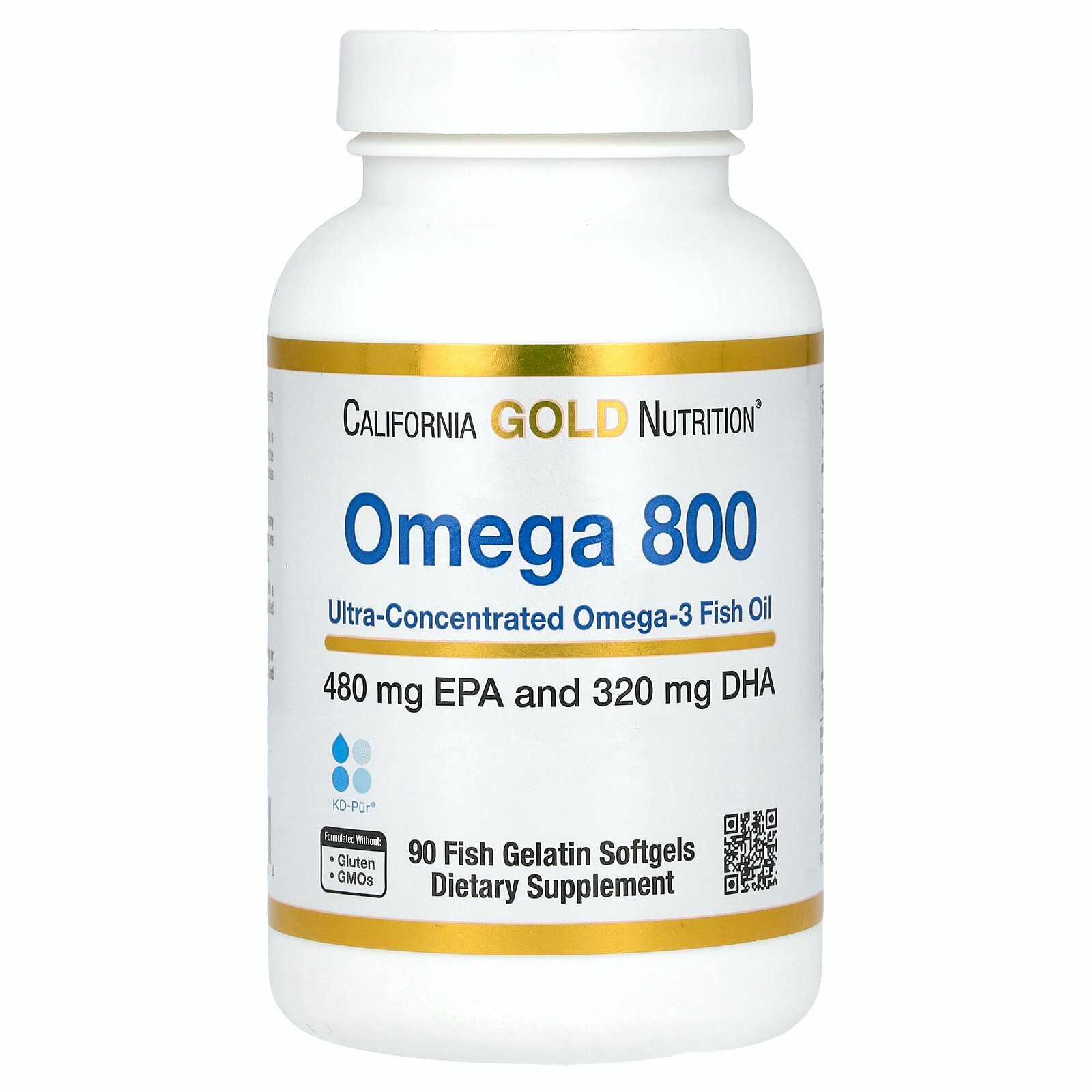 California Gold Nutrition, омега 800, рыбий жир, 80% ЭПК/ДГК, в форме триглицеридов, 1000 мг, 90 капсул из рыбьего желатина