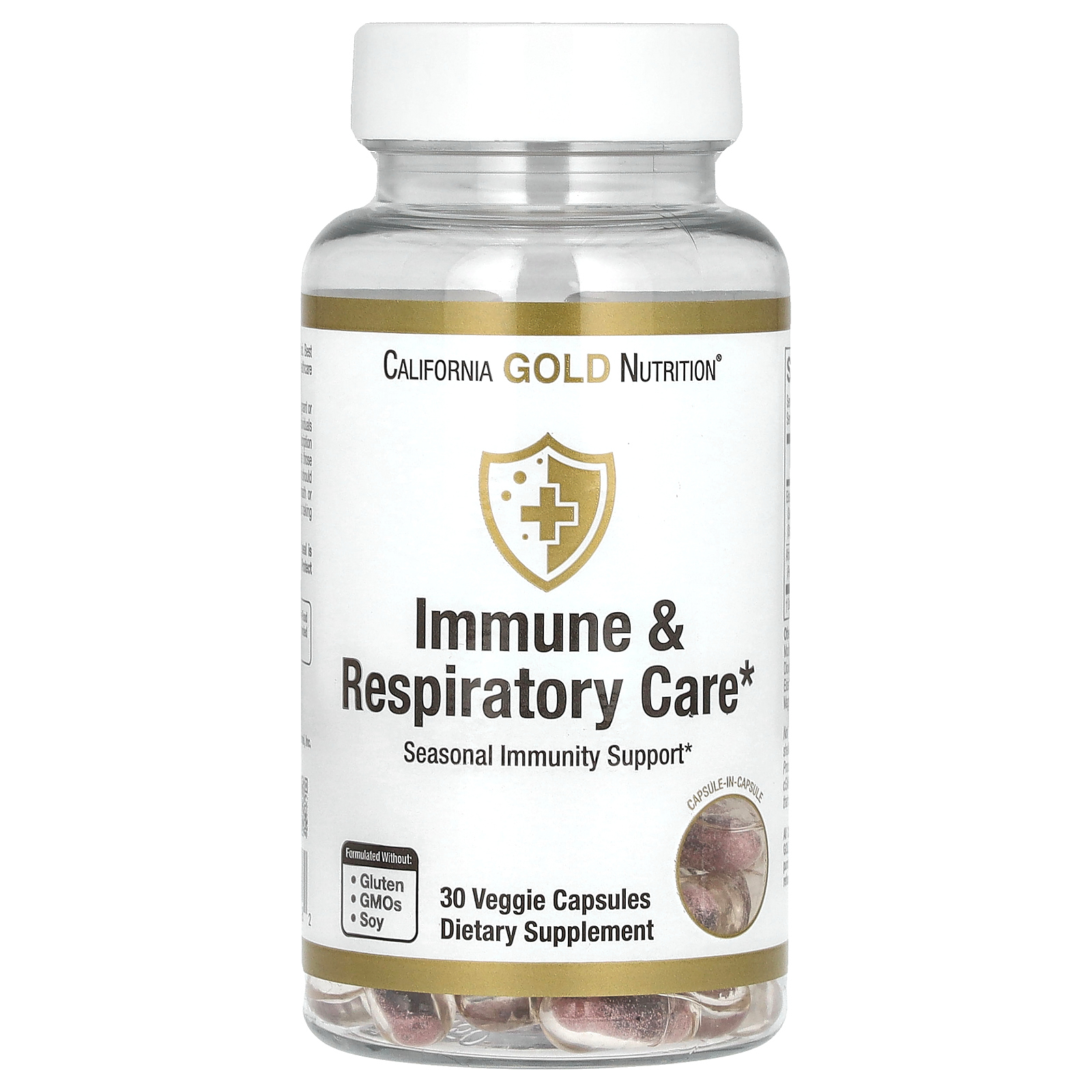 California Gold Nutrition, Укрепление иммунитета и дыхательной системы, 30 растительных капсул